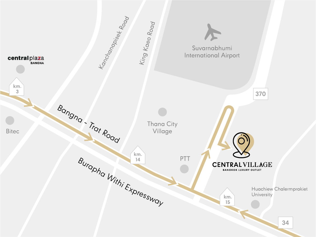 Map from Bangna-Trat Road to Central Village