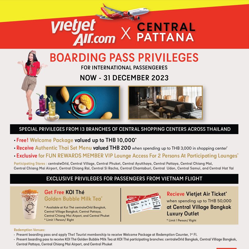 VIETJET AIR - BOARDING PASS PRIVILEGES FOR INTERNATIONAL PASSENGERS