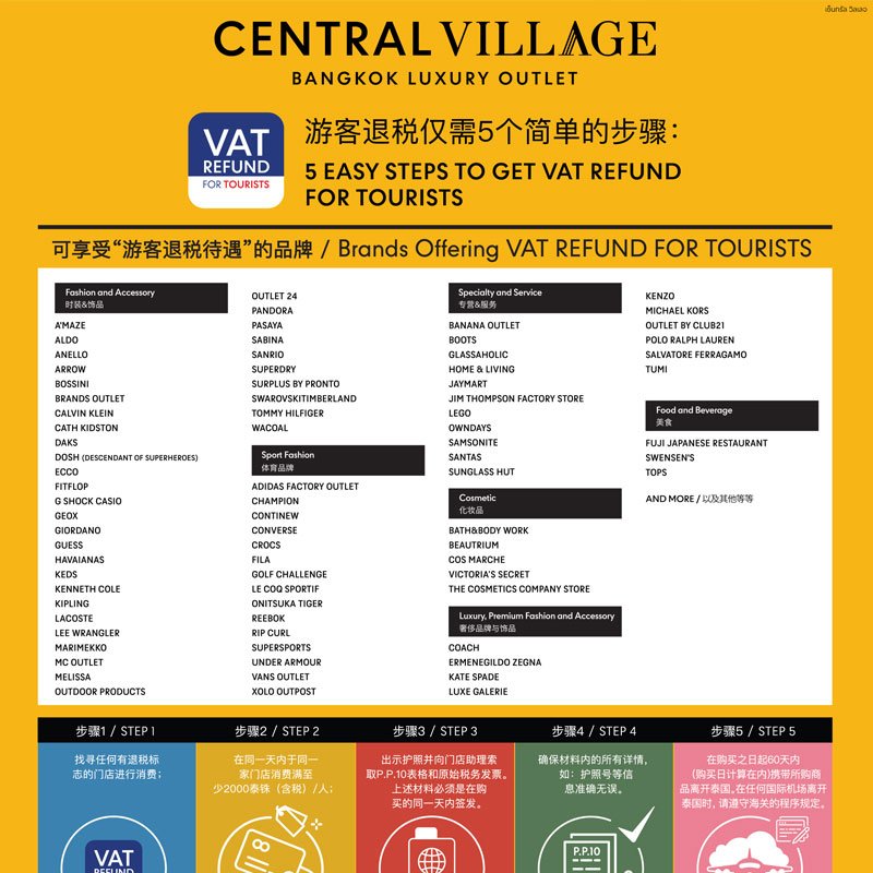 Brands Offering VAT REFUND FOR TOURIST